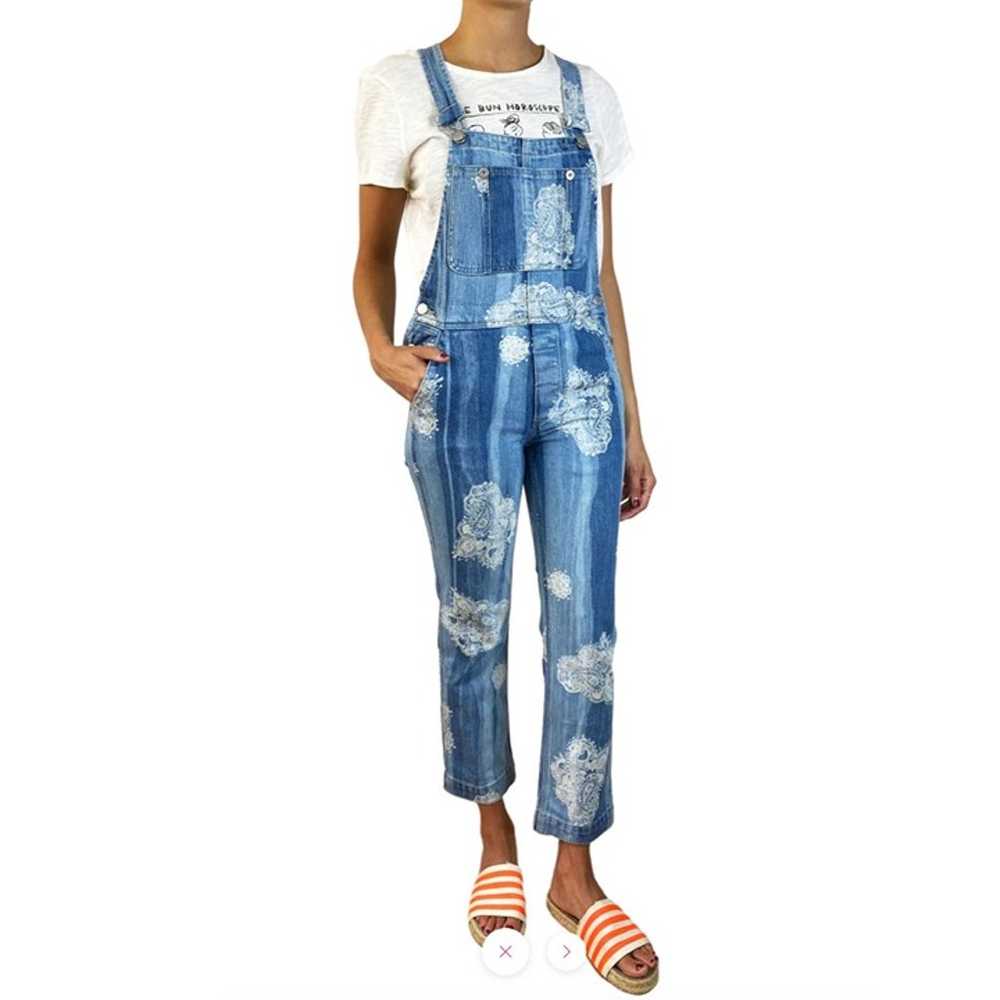 Free People Women's White and Blue Dungarees-over… - image 2