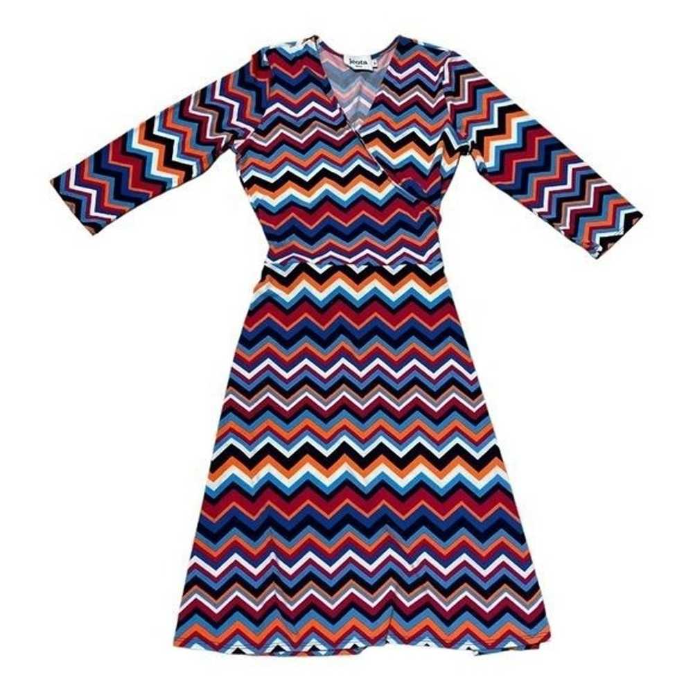 Leota Perfect Chevron Stripe Wrap Dress Dress Siz… - image 2