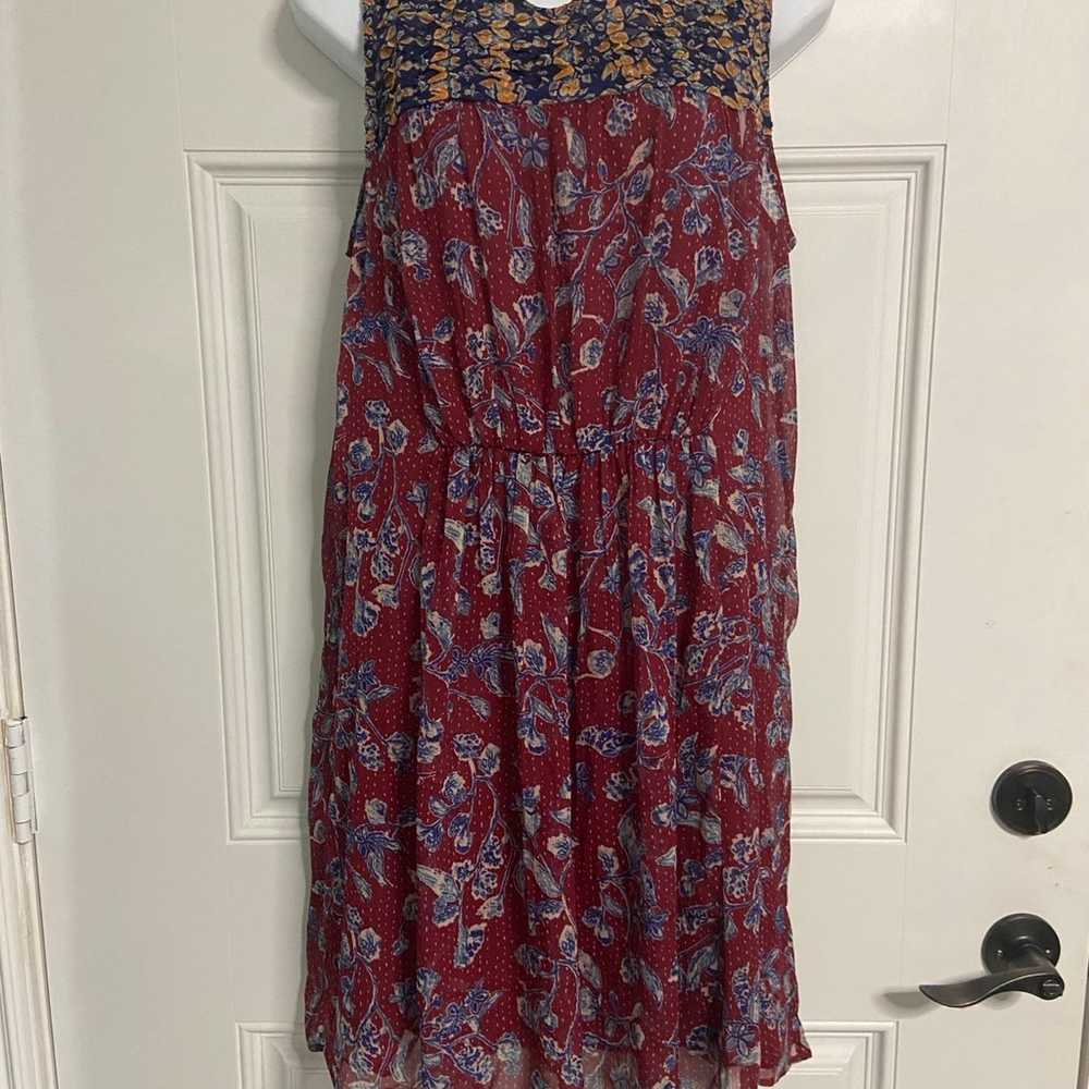 LUCKY BRAND MAROON 2-in-1 Floral Midi Dress - image 1