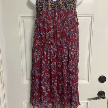 LUCKY BRAND MAROON 2-in-1 Floral Midi Dress - image 1