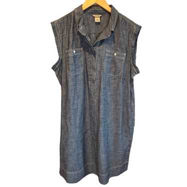 Duluth Trading Chambray Sleeveless Shirt Dress - … - image 1