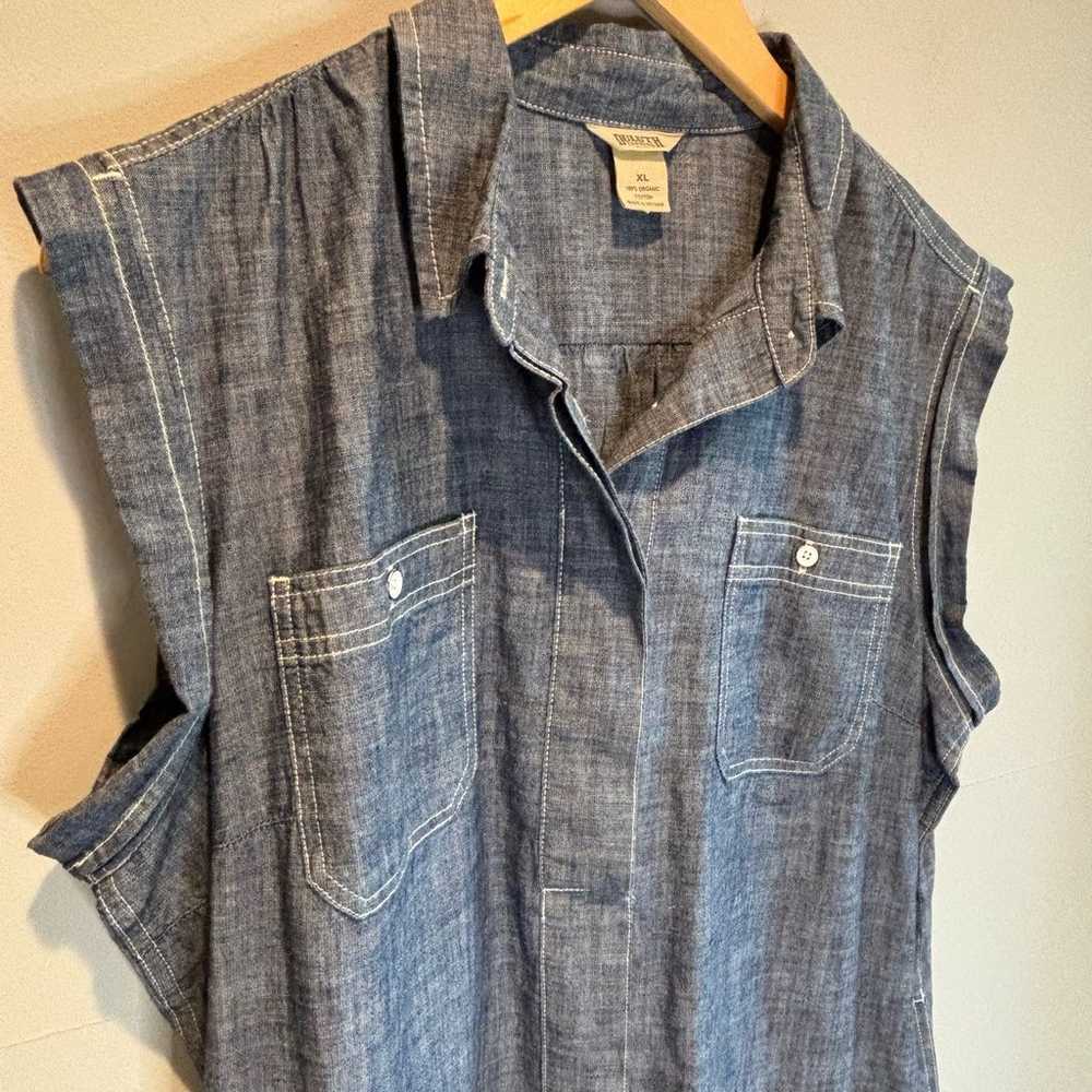 Duluth Trading Chambray Sleeveless Shirt Dress - … - image 2