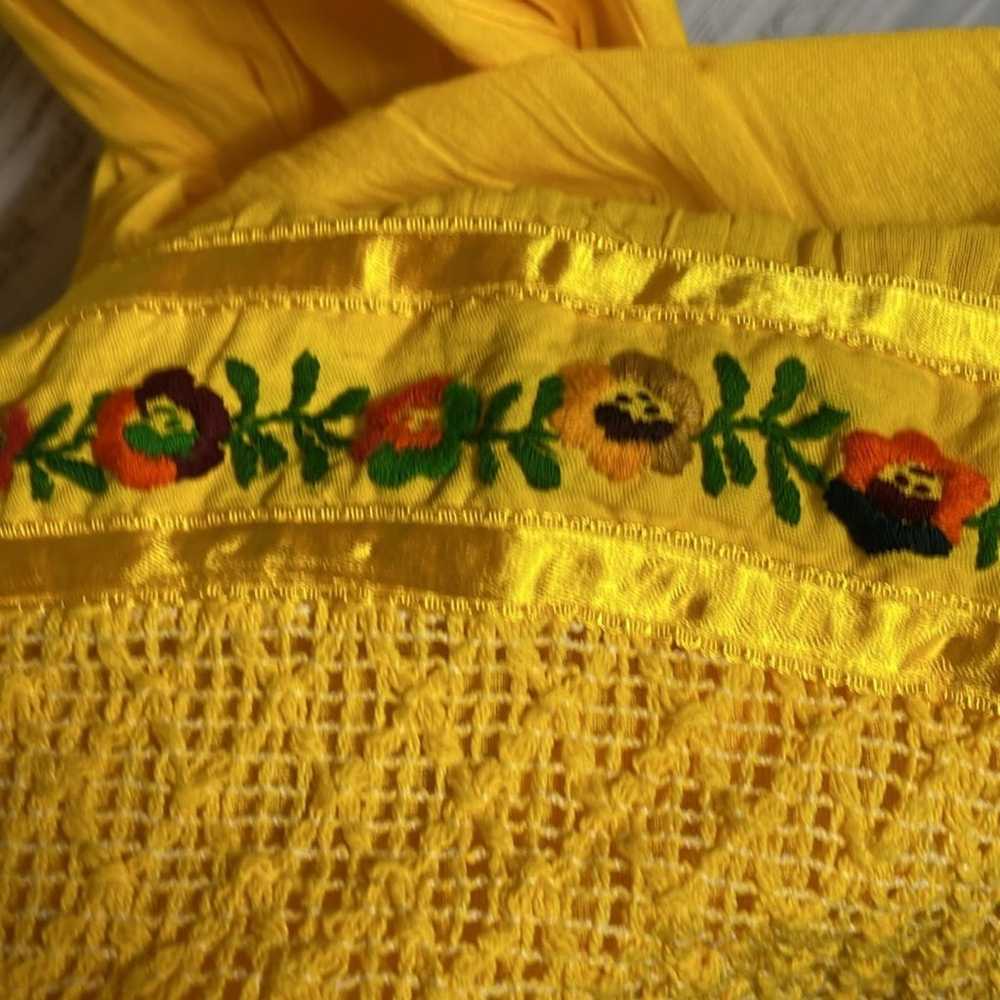 Embroidered Mexican Dress Yellow Small - image 5