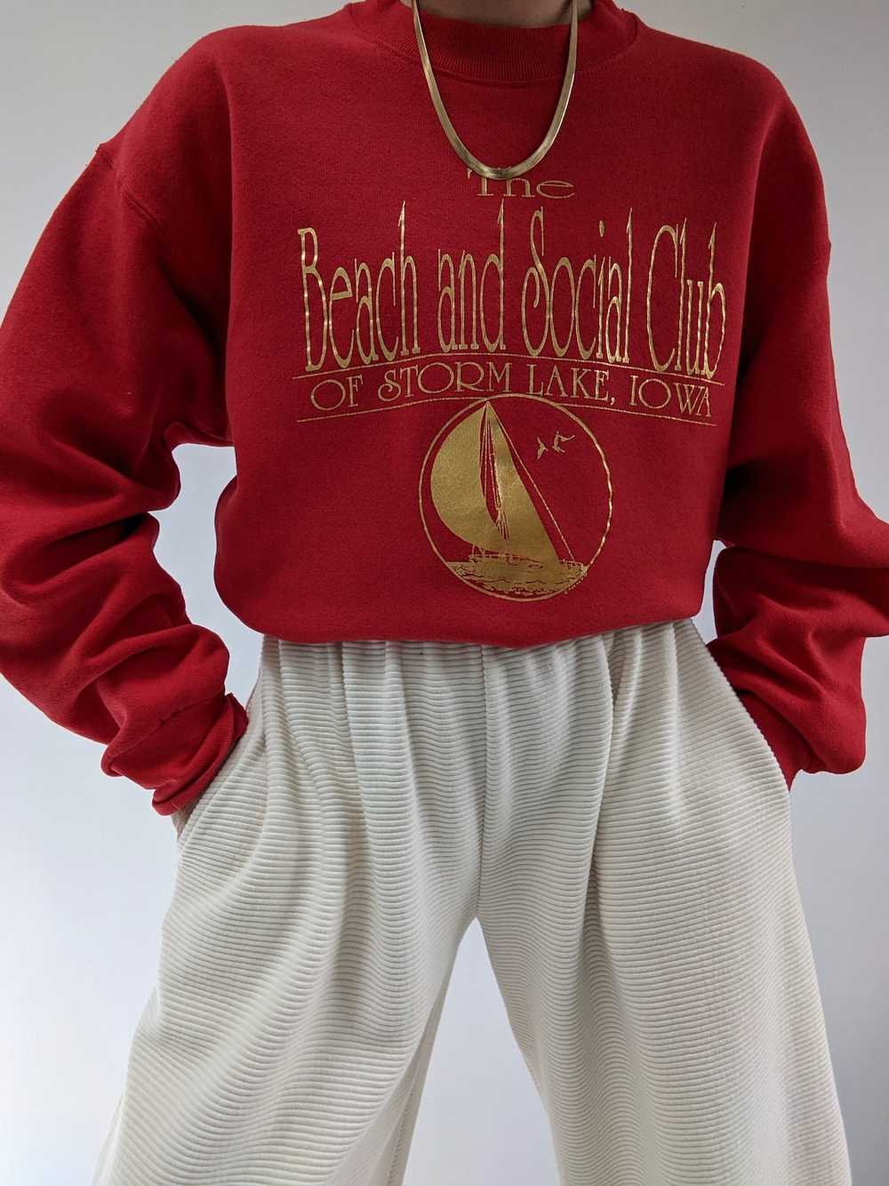 Vintage "Beach Club" Gold Foil Sweatshirt - image 5