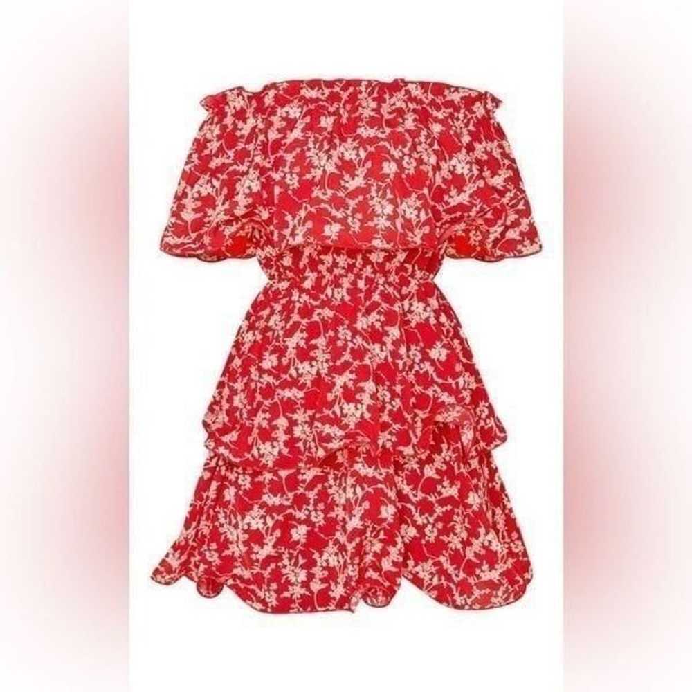Pretty Little Thing Red Floral Print Chiffon Bard… - image 3