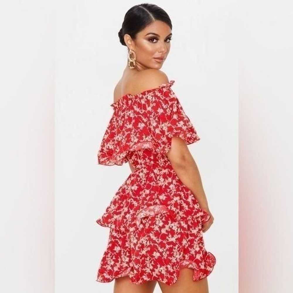 Pretty Little Thing Red Floral Print Chiffon Bard… - image 5
