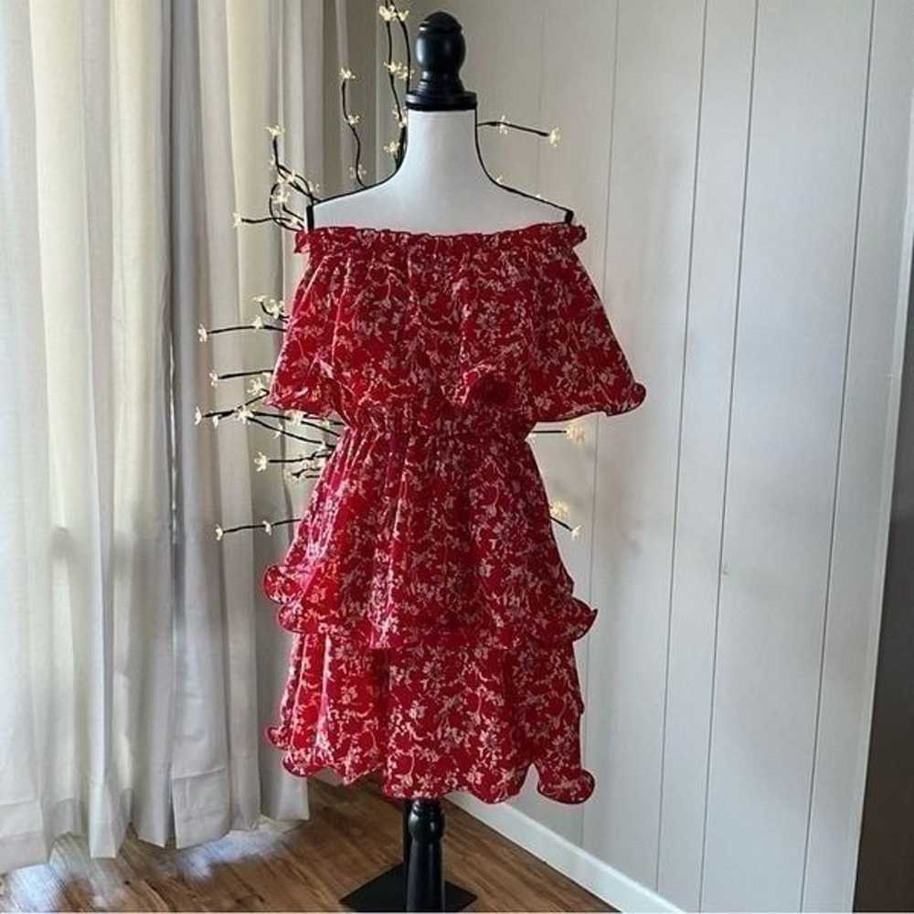Pretty Little Thing Red Floral Print Chiffon Bard… - image 6