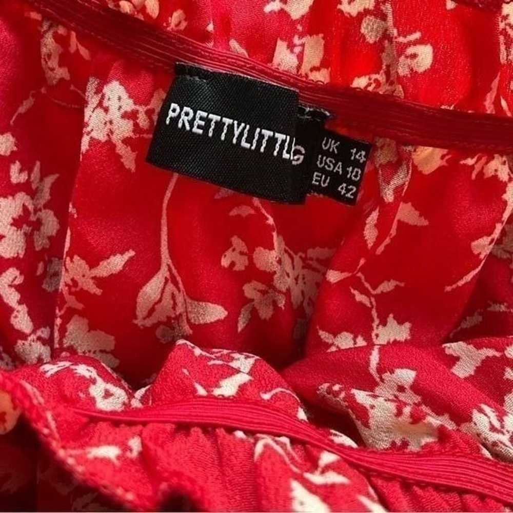 Pretty Little Thing Red Floral Print Chiffon Bard… - image 9