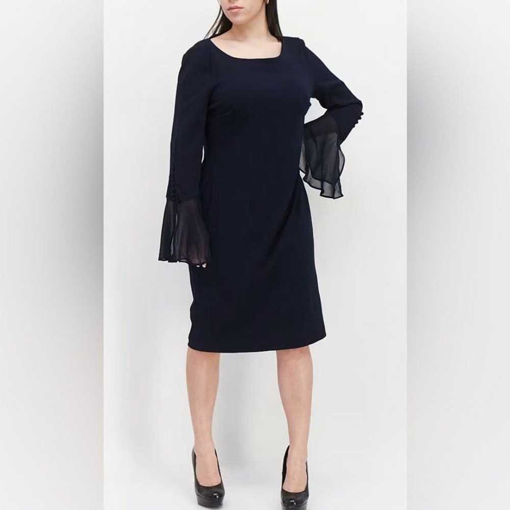 Calvin Klein Dress 10 Midi Black Long  Sleeve Zip… - image 1