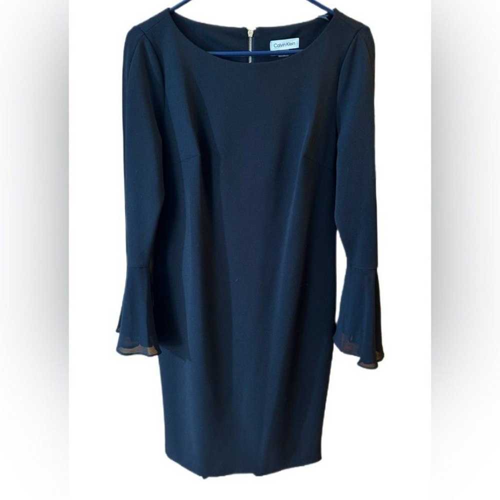 Calvin Klein Dress 10 Midi Black Long  Sleeve Zip… - image 2