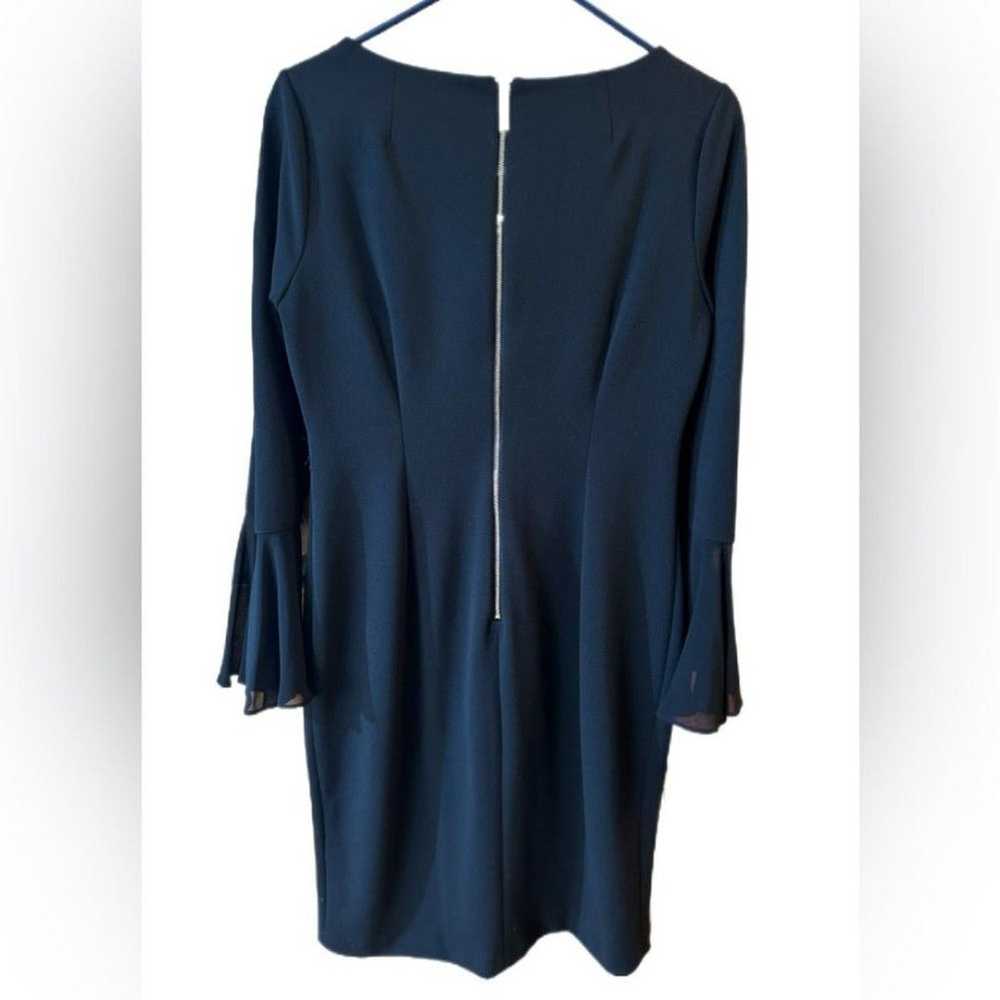 Calvin Klein Dress 10 Midi Black Long  Sleeve Zip… - image 3
