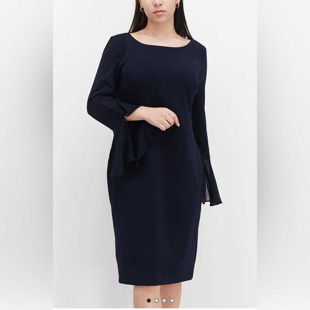 Calvin Klein Dress 10 Midi Black Long  Sleeve Zip… - image 5