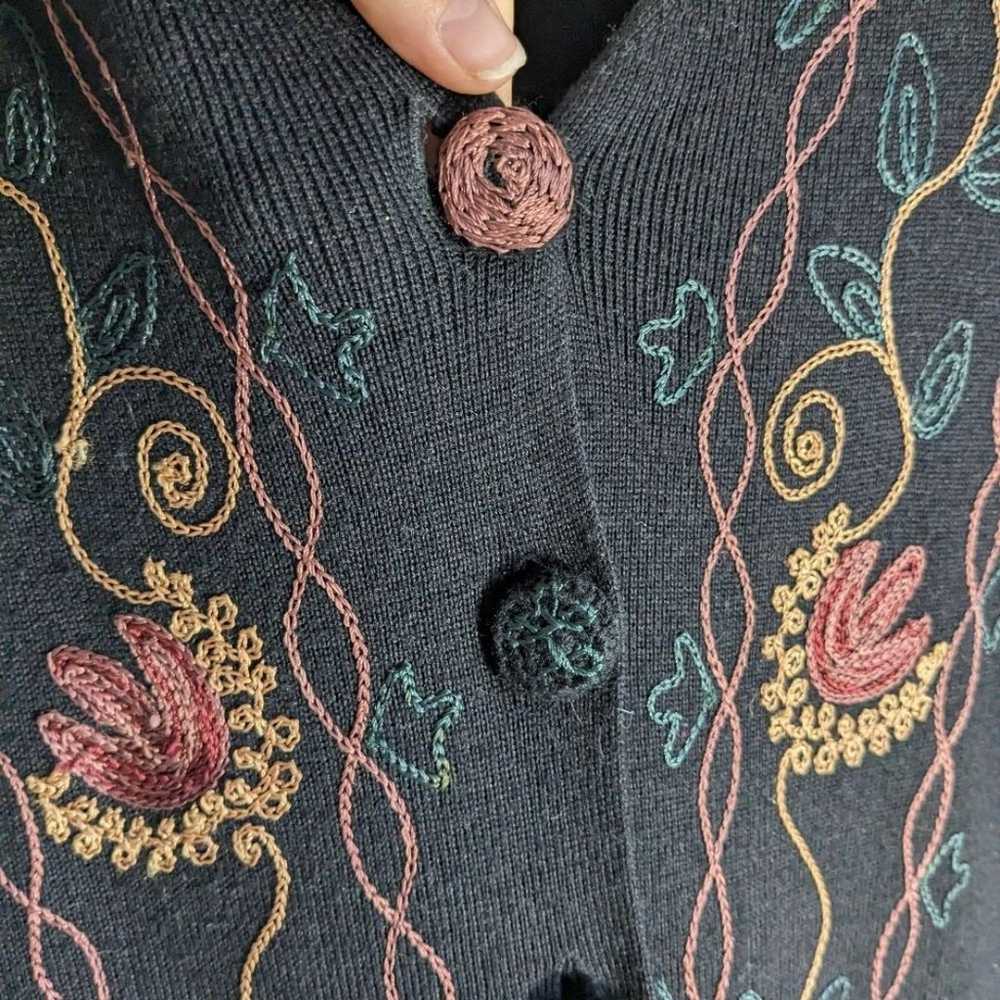 Vintage Black Embroidered Boho Cottagecore Button… - image 5