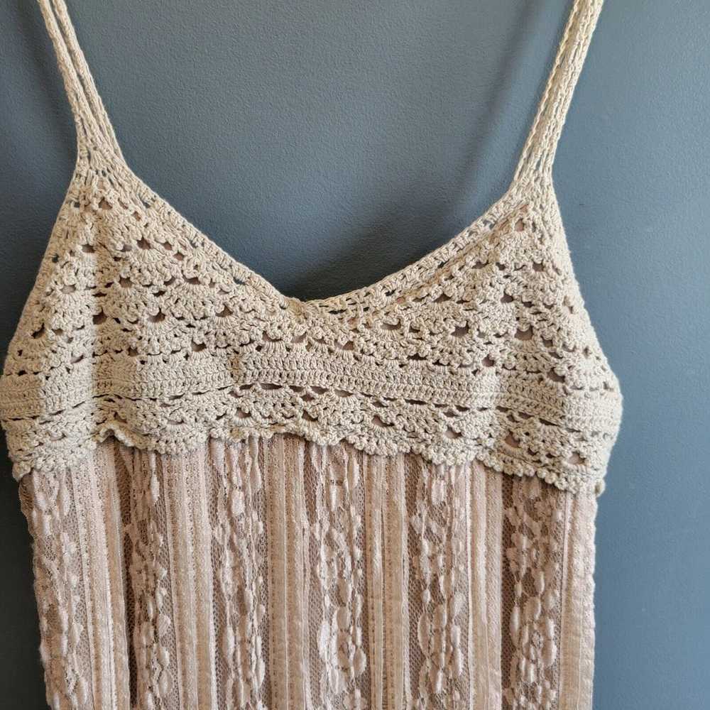 A'reve Women's S Taupe Crochet Lace Over Tiered R… - image 3