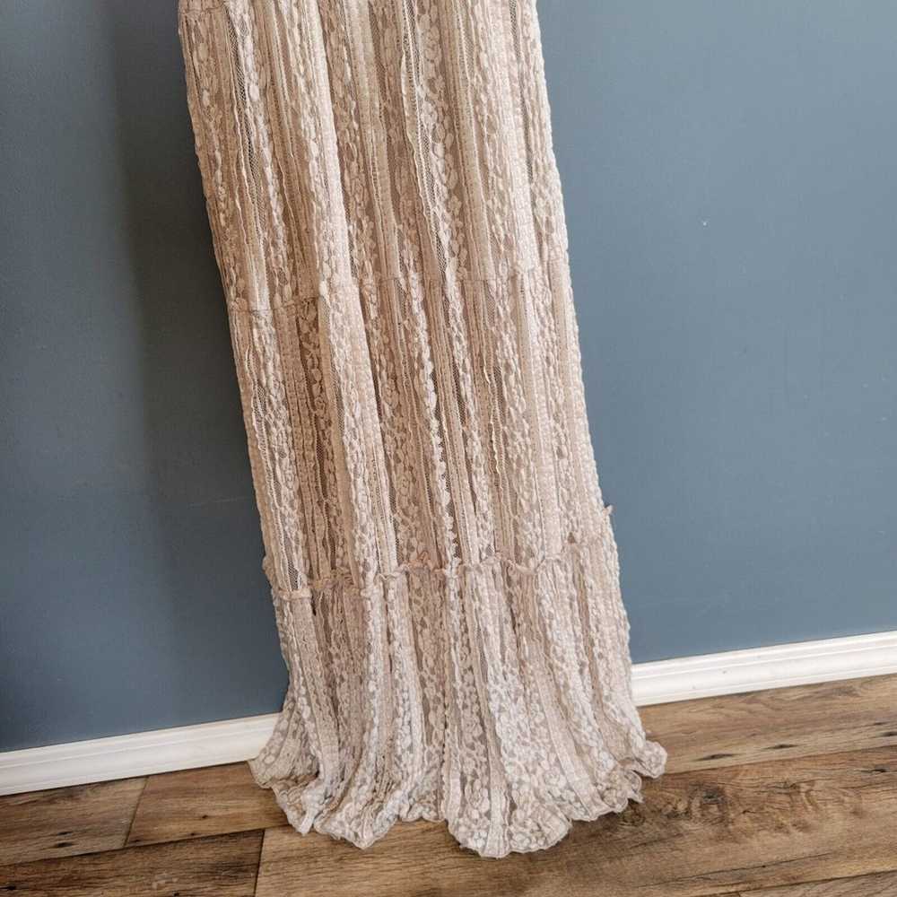 A'reve Women's S Taupe Crochet Lace Over Tiered R… - image 4