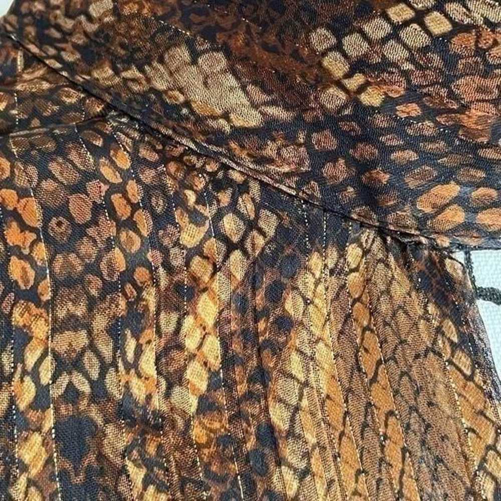 ZARA Ruched Animal Snake Print Mini Dress Brown M - image 8