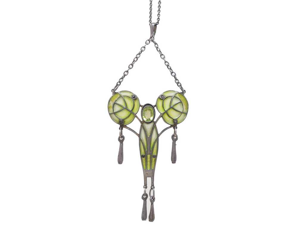 Art Nouveau Plique-a-Jour Necklace - image 3