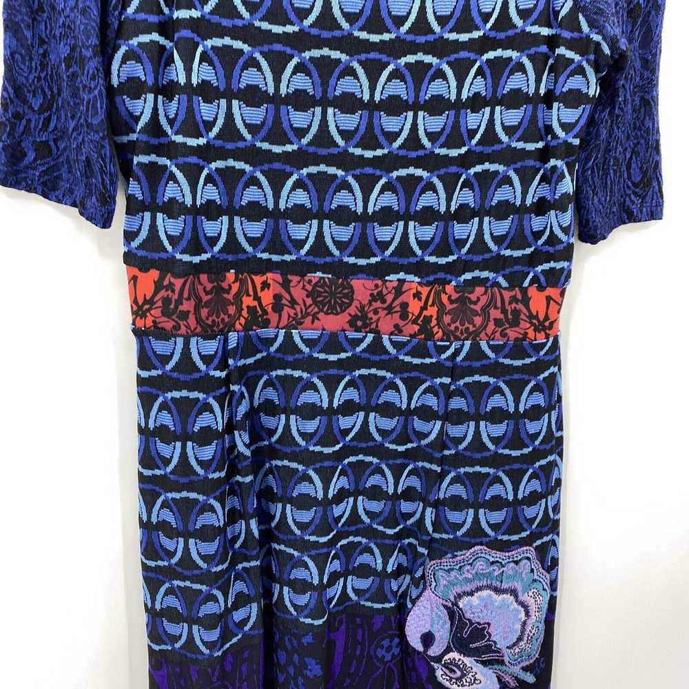 Desigual Dress Women Size XL Blue Geometric Embro… - image 3