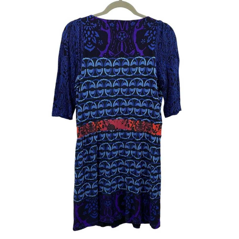 Desigual Dress Women Size XL Blue Geometric Embro… - image 6