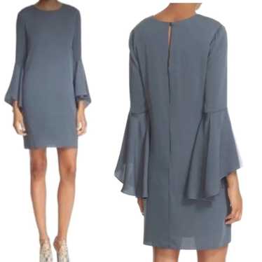 Milly Gray Silk Bell Sleeve Cocktail Dress Size 2