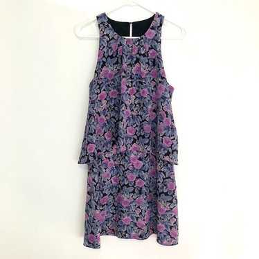 JOIE Everla Floral Dress Black Blue Purple Floral… - image 1