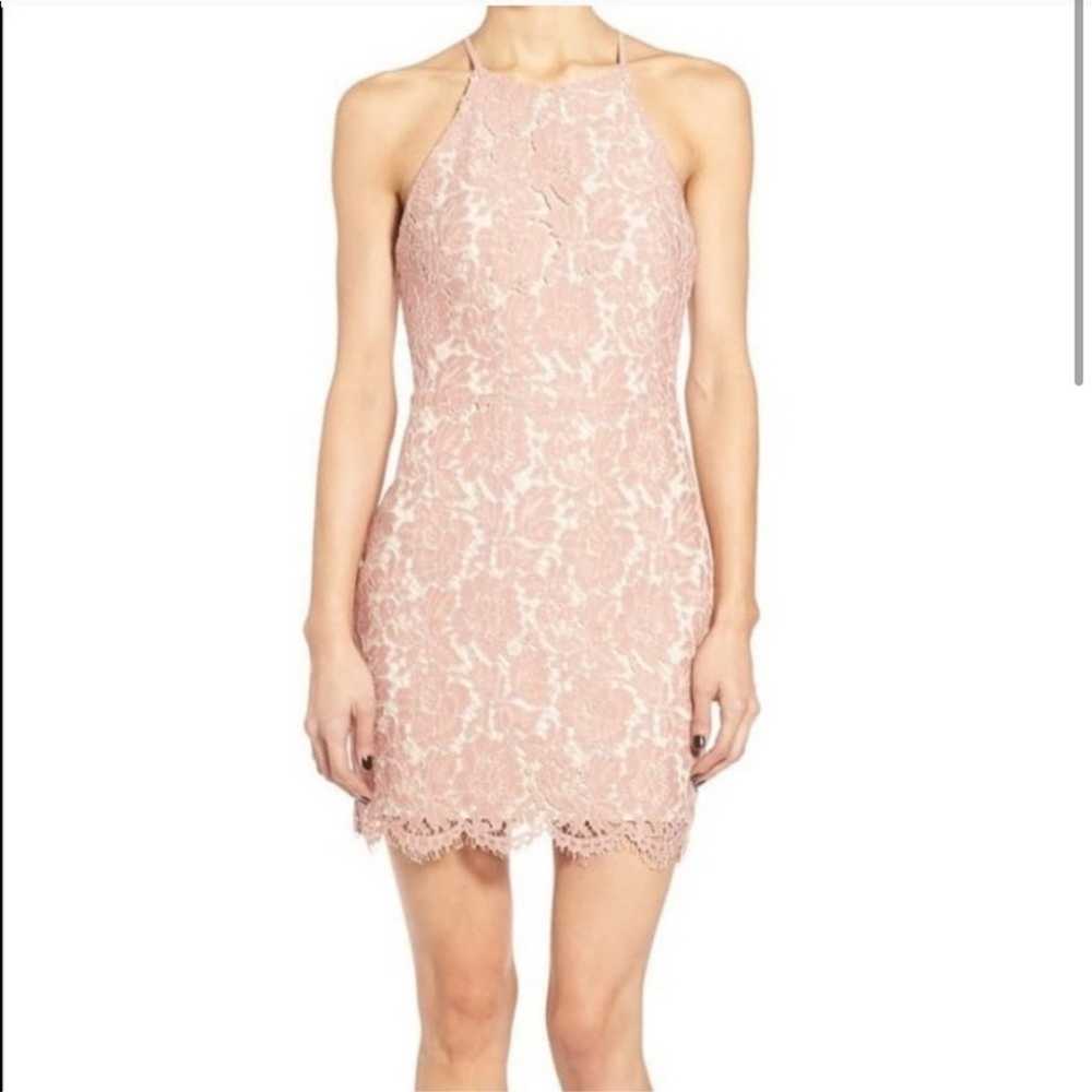 ASTR pink lace overlay open back dress size Small - image 1