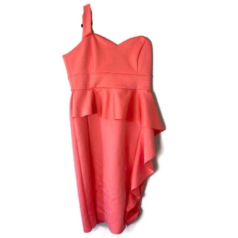 ASOS Peach One Shoulder Ruffled Scuba Midi Dress … - image 1