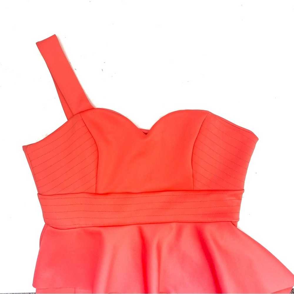 ASOS Peach One Shoulder Ruffled Scuba Midi Dress … - image 3