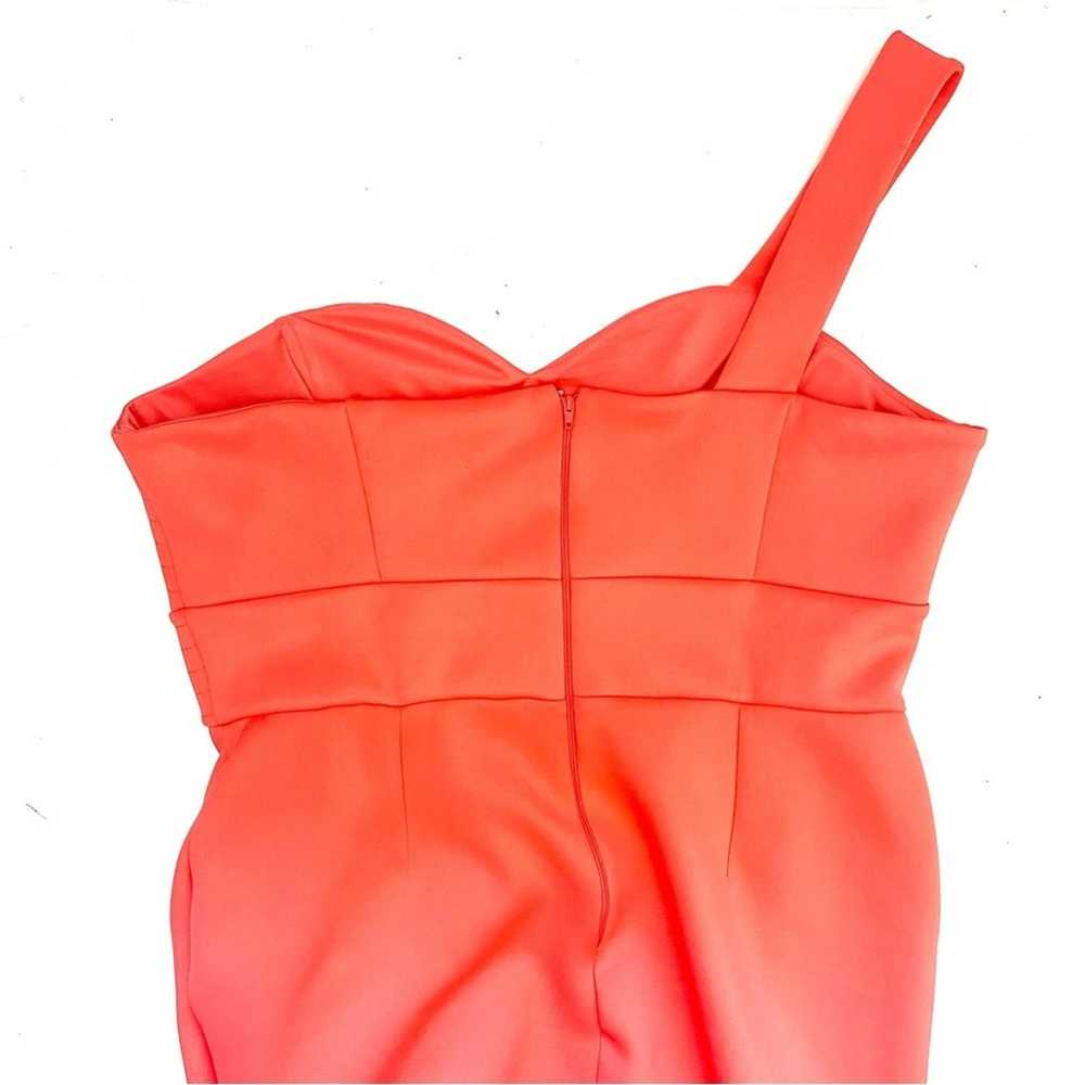 ASOS Peach One Shoulder Ruffled Scuba Midi Dress … - image 4