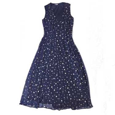 ESHAKTI Star Print Georgette Wrap Dress A Line Sl… - image 1
