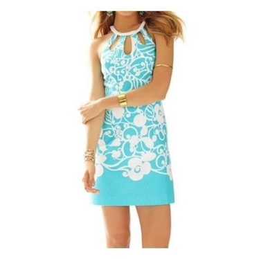 Lilly Pulitzer Pearl Cut-Out Halter Shift Dress s… - image 1