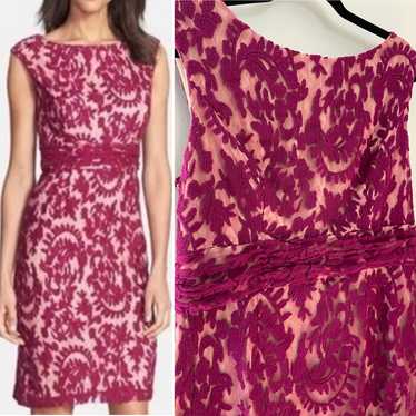 Adrianna Papell Berry Sheath Mini Dress w Lace Ov… - image 1