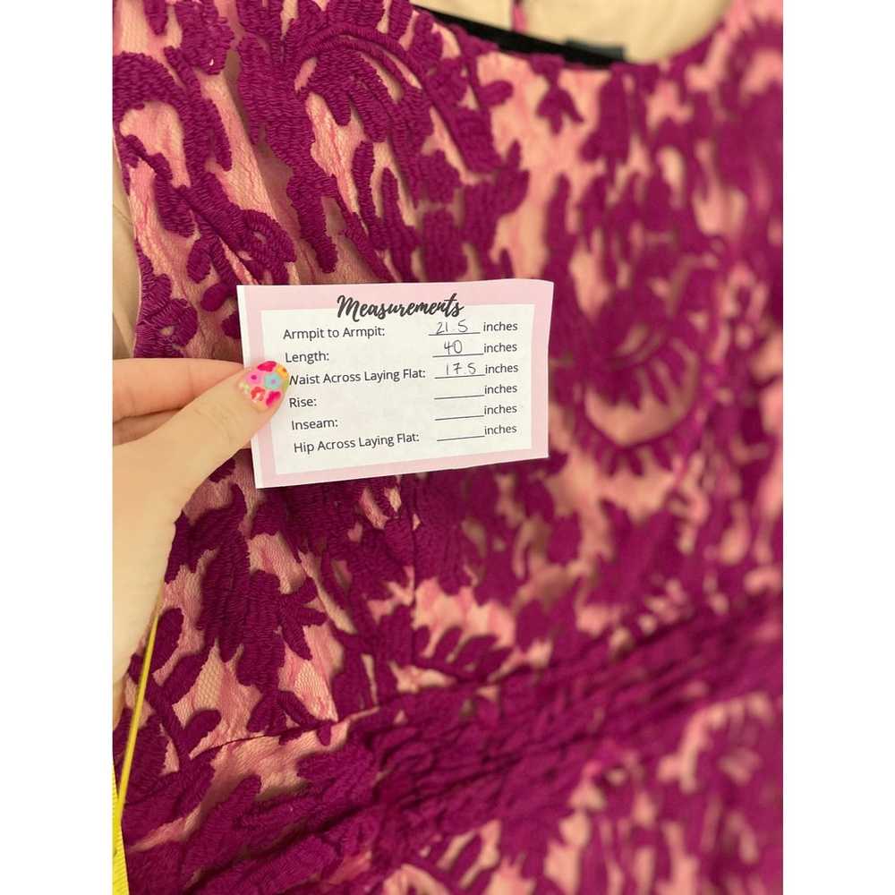 Adrianna Papell Berry Sheath Mini Dress w Lace Ov… - image 3