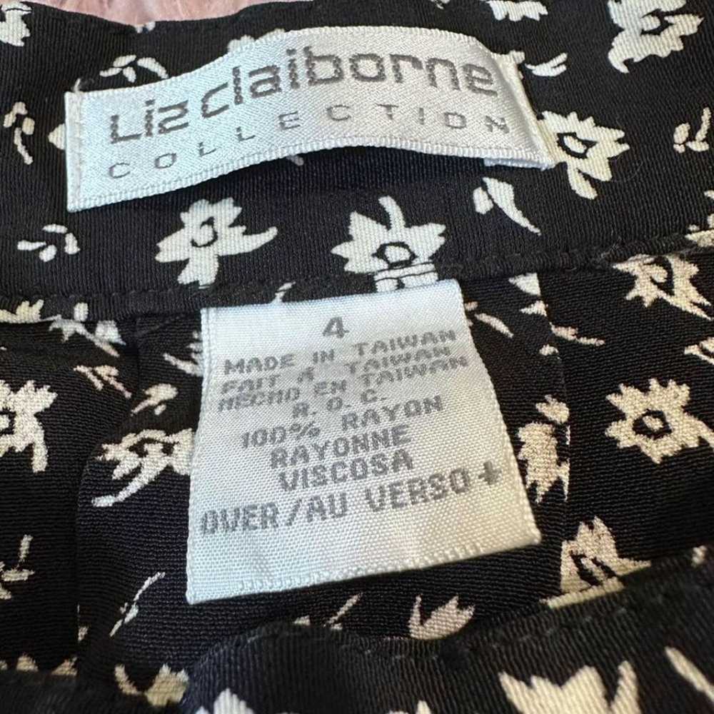 Claiborne Vintage Floral Rayon Midi Skirt Black a… - image 2
