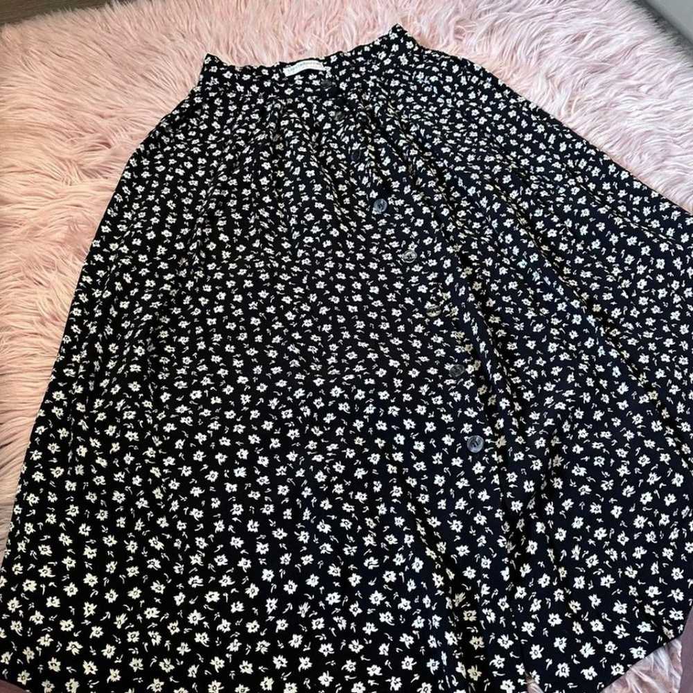 Claiborne Vintage Floral Rayon Midi Skirt Black a… - image 4