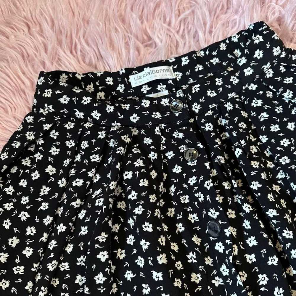 Claiborne Vintage Floral Rayon Midi Skirt Black a… - image 5