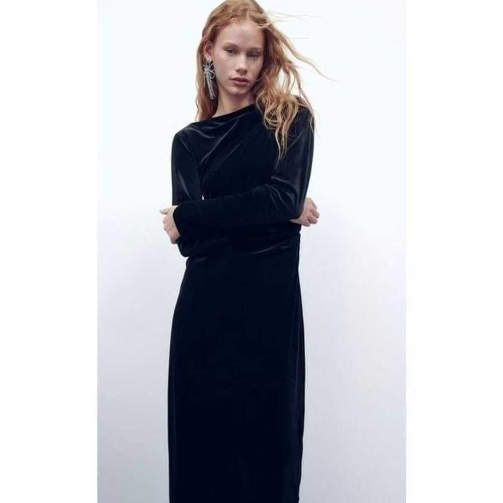 Zara DRAPED VELVET DRESS size xsmall - image 1