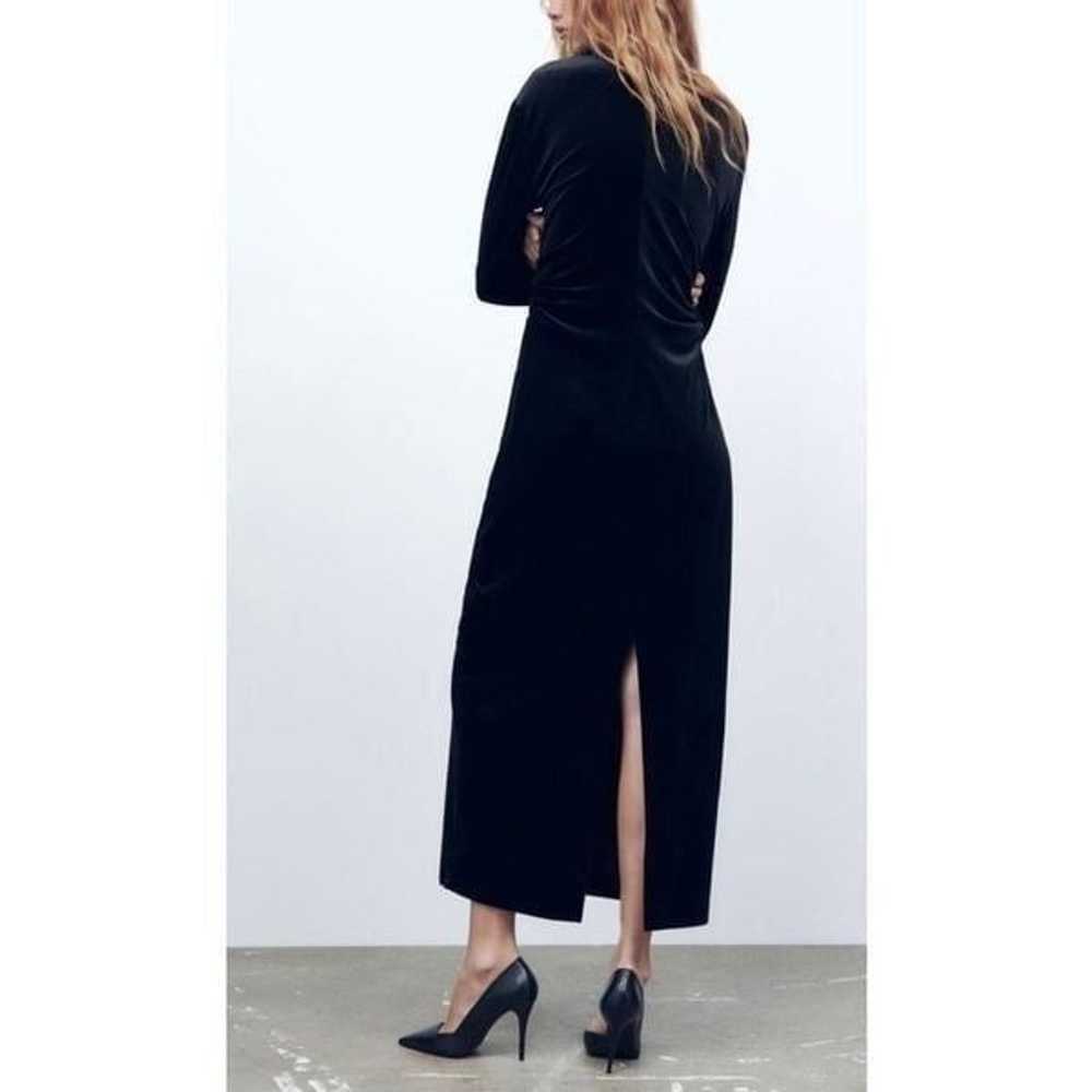 Zara DRAPED VELVET DRESS size xsmall - image 2