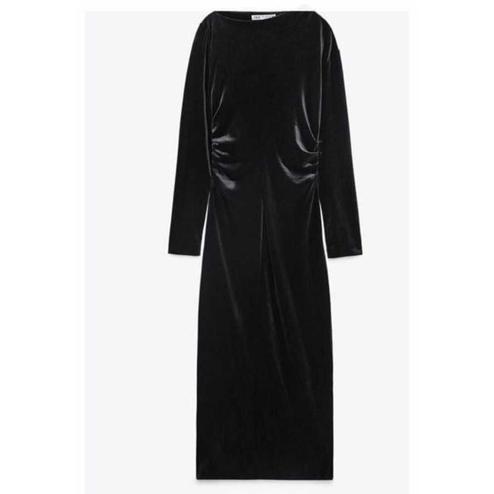 Zara DRAPED VELVET DRESS size xsmall - image 3