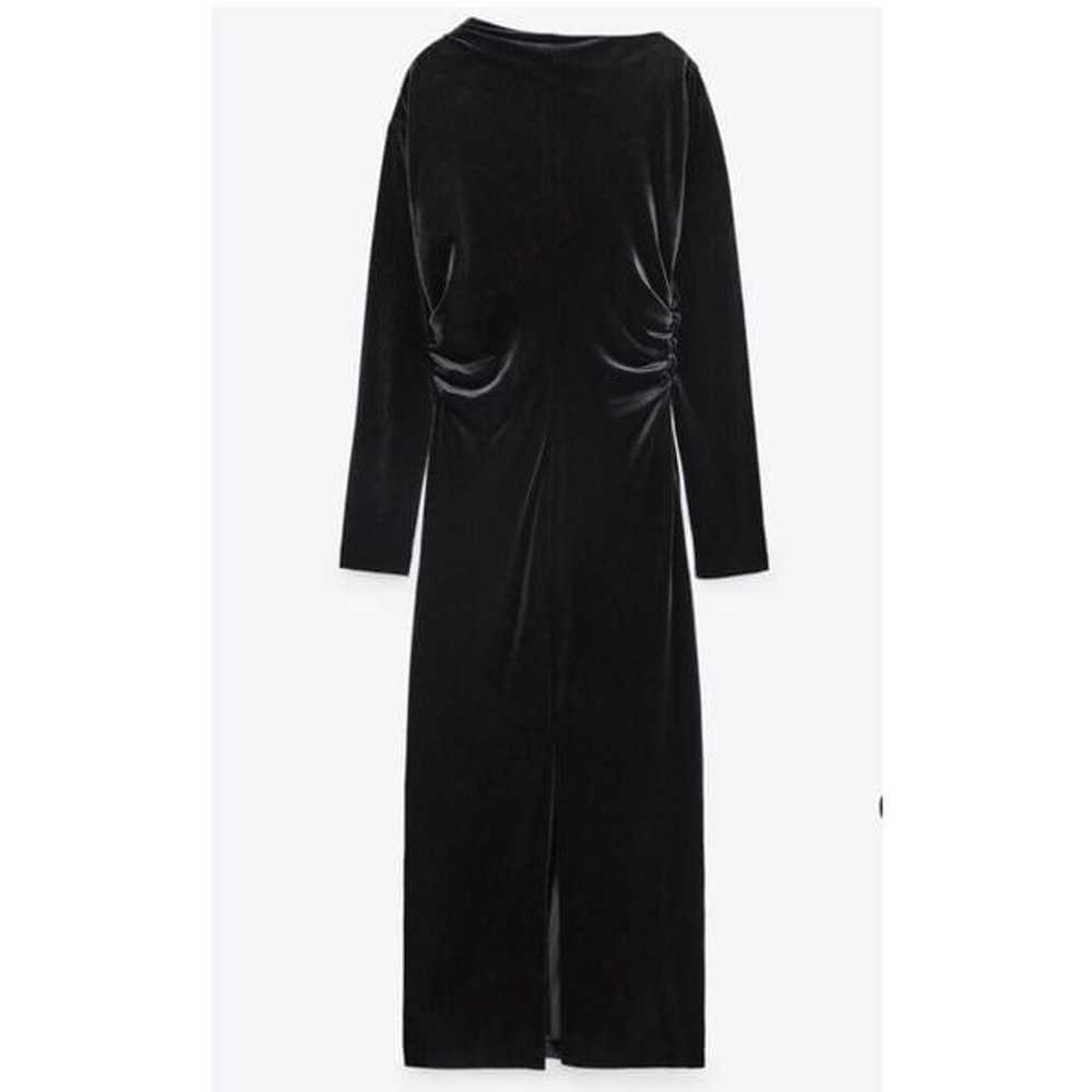 Zara DRAPED VELVET DRESS size xsmall - image 4