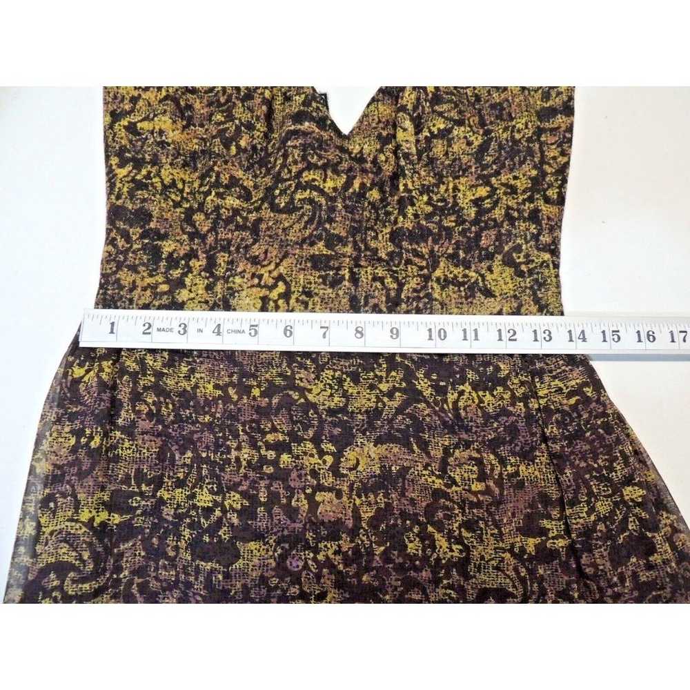 VTG Peggy Jennings Green Gold Black Silk Dress Sz… - image 5