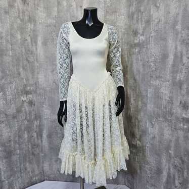 Vintage 80s Curtain Call Costumes Womens S Ivory … - image 1