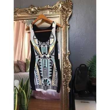 River island blue and gold print Bodycon