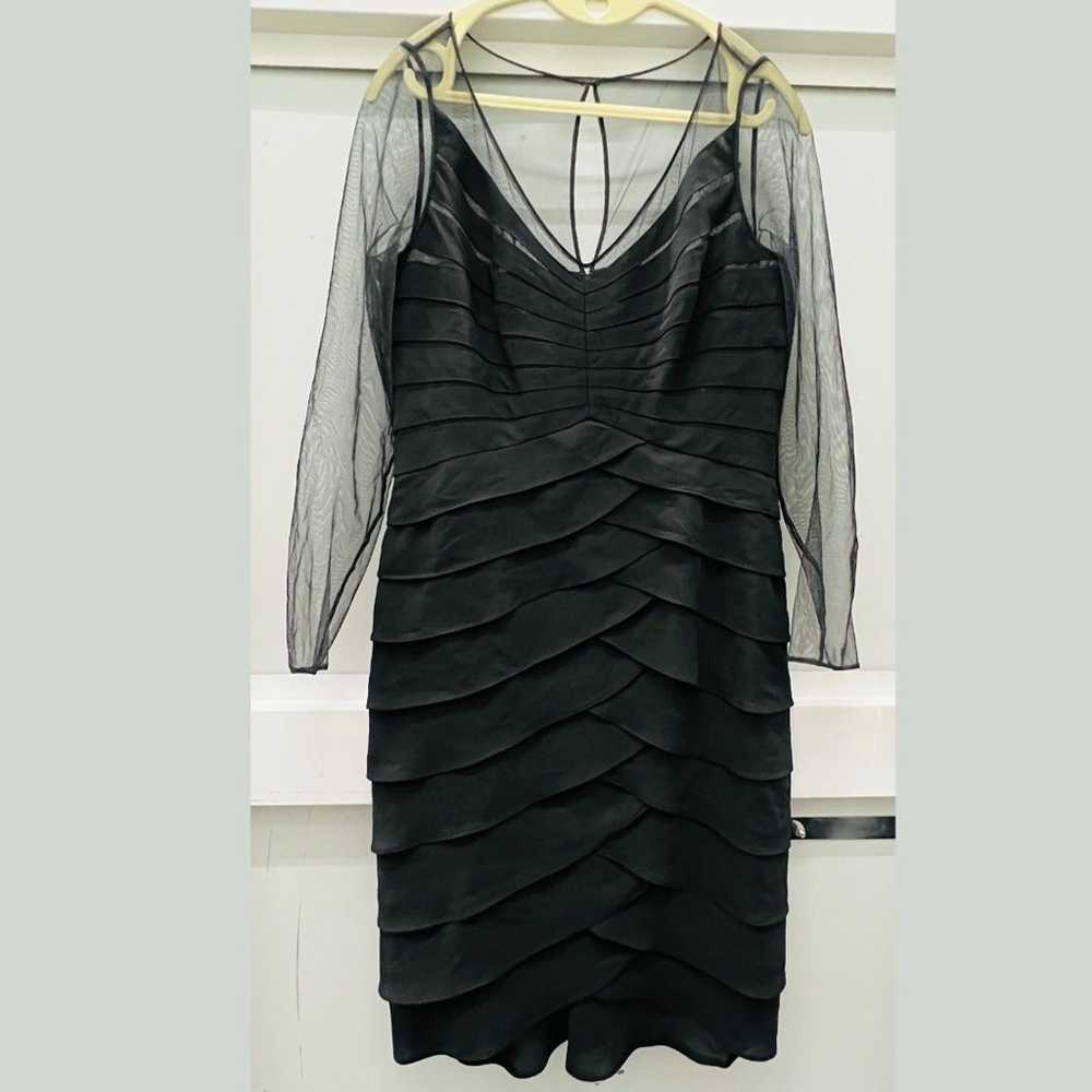 Adrianna Papell Sheer Shoulder Black Dress - image 2