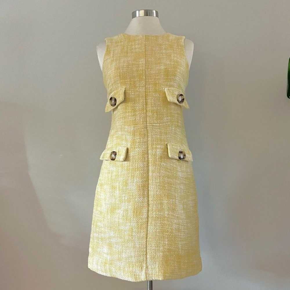 Michael Kors Yellow Sleeveless Tweed Button Mini … - image 1