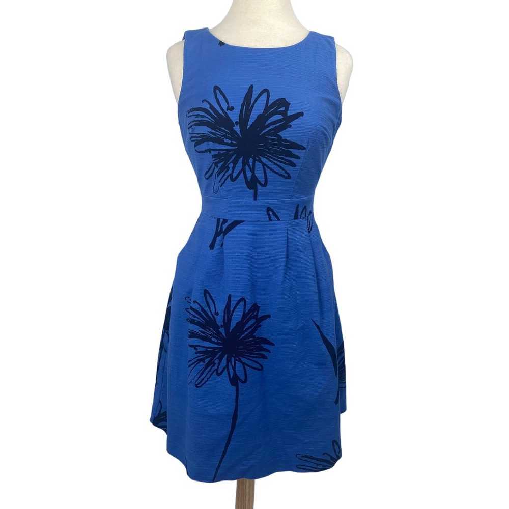 Boden Fit & Flare Dress Flattering Blue Textured … - image 2