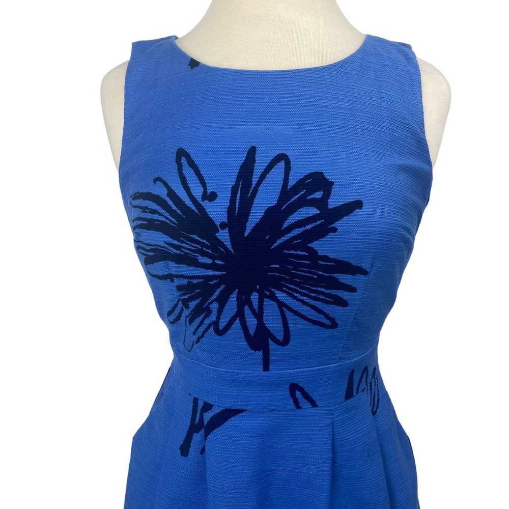 Boden Fit & Flare Dress Flattering Blue Textured … - image 3