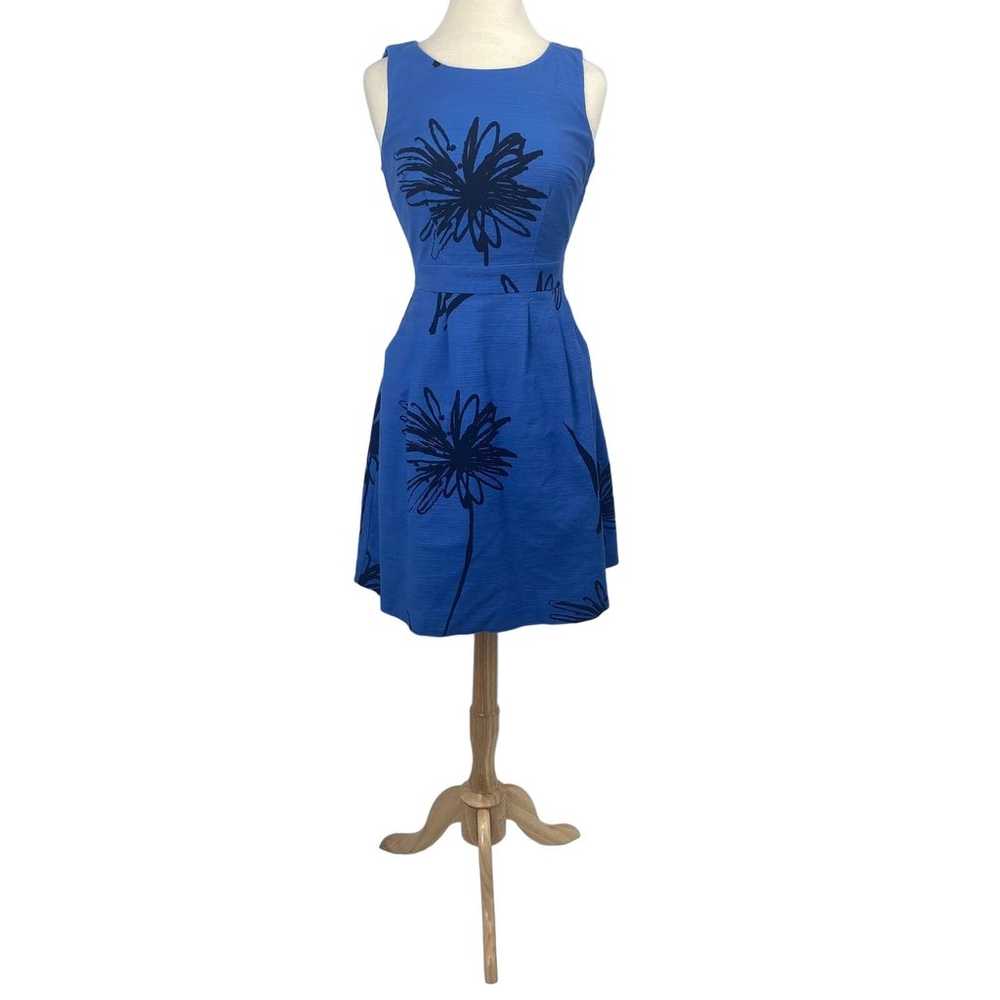 Boden Fit & Flare Dress Flattering Blue Textured … - image 4