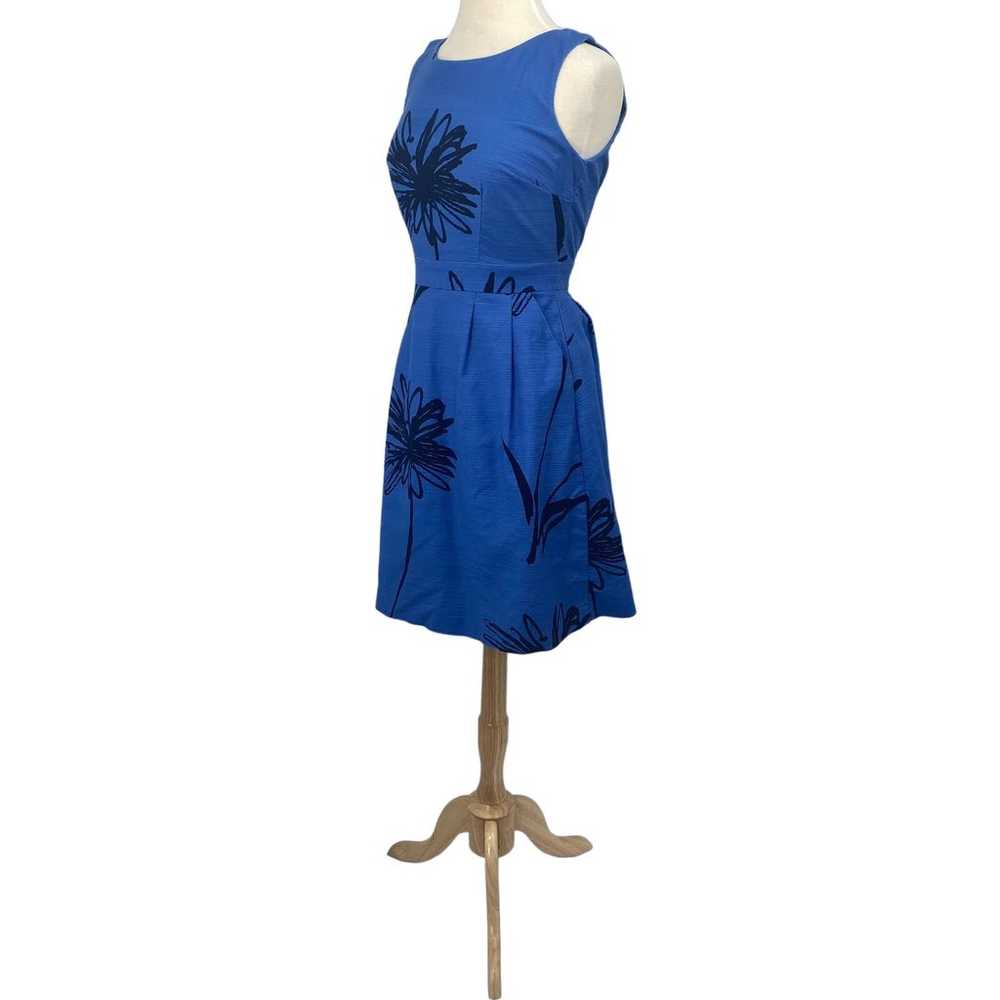 Boden Fit & Flare Dress Flattering Blue Textured … - image 5