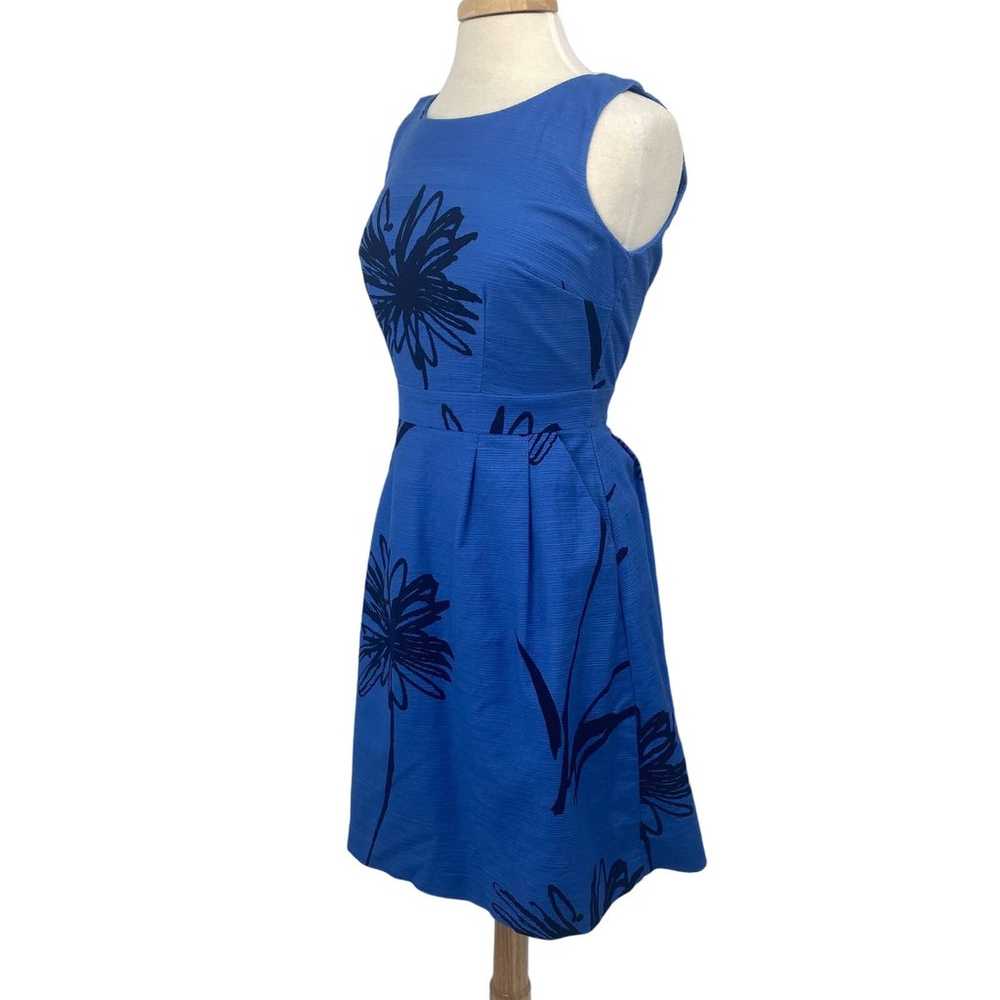 Boden Fit & Flare Dress Flattering Blue Textured … - image 6